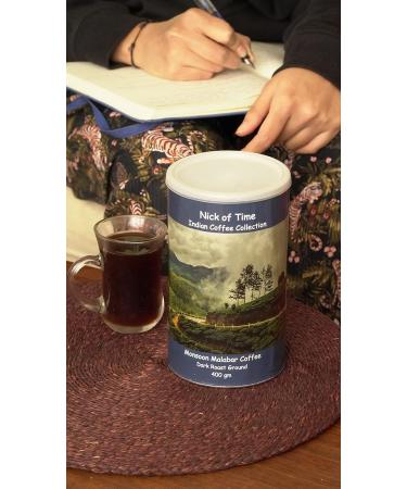 Nick Of Time Indian Monsoon Malabar Ground Coffee 100% Arabica AA Grade Dark Roast from Malabar Region (400g |14.10 oz) - Buy Online on GoSupps.com