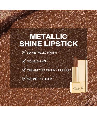 Oulac Metallic Gloss Lipstick - Brown Glitter Long-Lasting 3D Shine Vegan & Cruelty-Free Hawaii Summer Coconut Gold (4.3g) - Buy Online on GoSupps.com