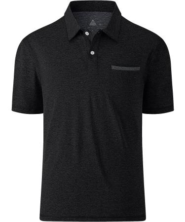 ZITY Men's Golf Polo Shirt - Short Sleeve Sports Tennis T-Shirt | 3-Pocket Black XX-Large - Buy Online on GoSupps.com