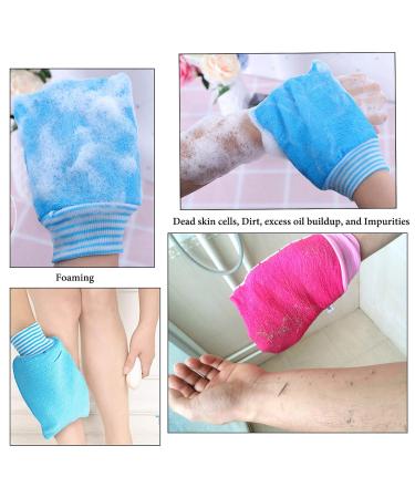 Exfoliating Bath Gloves for Body Scrub 5 PACK Women Exfoliator Scrubber Shower Mitt Removing Dead Skin Hammam Towel - PINK 9.4 Inch x 5.1 Inch Pink - Buy Online on GoSupps.com