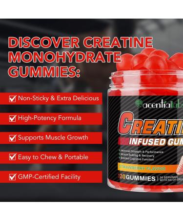 Btefls Creatine Gummies for Men & Women - 120 Count 5000mg Creatine Monohydrate Boosts Strength Mass Endurance & Focus Muscle Builder & Pre-Workout Supplement - Buy Online on GoSupps.com