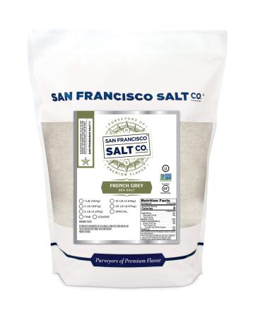 French Grey Sea Salt 2 lb. Bag Fine Grain - Sel Gris by San Francisco Salt Company 2 Pound Bag - Fine Grain