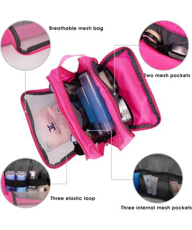 WANDF Toiletry Bag Water-Resistant Nylon Travel Wash Bag Lightweight Dopp Kit for Men and Women(A-Pure Pink) - Buy Online on GoSupps.com