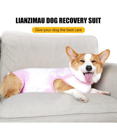 Lianzimau Tie-Dye Pink Dog Recovery Suit for Males & Females - Post-Surgery Protective Bodysuit for Dogs | Wound Healing & Comfort - Buy Online on GoSupps.com