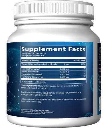 MRM BCAA+G 1000 Lemonade - 2.2 lbs (1000g) | Essential BCAA Supplement for Muscle Recovery - Buy Online on GoSupps.com