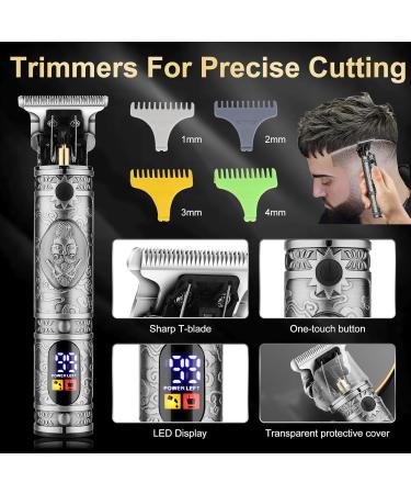 Qreeyx Hair Clippers for Man T-Blade Trimmer Nose Hair Trimmer Electric Shaver Set Professional 4 in 1 Barber Clippers Set for Haircut Men s Grooming Kit with LCD Display Ideal Gift for Him Silver - Buy Online on GoSupps.com