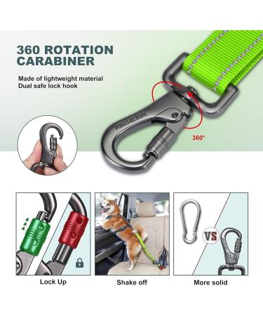 Iokheira Adjustable Dog Seat Belt for Car - Universal Safety Harness with Locking Rod - Neon Green - Buy Online on GoSupps.com
