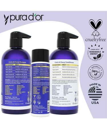 PURA D'OR Curly & Classy Leave-In Cream - 8oz Hydrating Formula for Natural & Treated Curls with Organic Aloe Vera Coconut Oil & Bergamot Oil - Buy Online on GoSupps.com