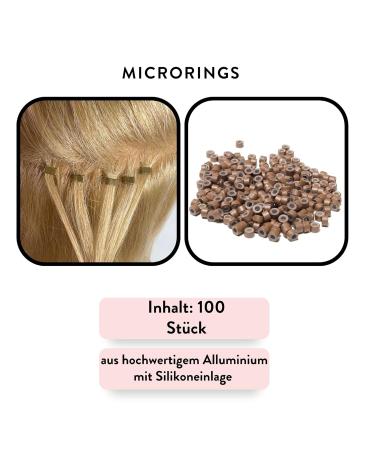 Hair2Heart Microring Silicone for Real Hair Extensions - Gentle Fastening - #6 Light Brown - 100 Pieces of 1g I-Tips & Loops - Buy Online on GoSupps.com