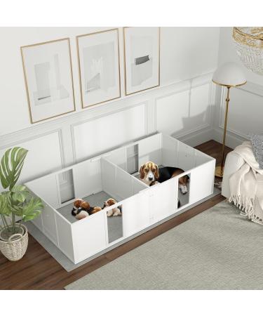 PawHut Whelping Box for Dogs and Puppies Dog Whelping Pen Dog Birth Supplies Indoor with Removable Adjustable Height Doors for Medium Sized Dogs 77" x 38" x 19" 196L x 96W x 48H cm - Buy Online on GoSupps.com