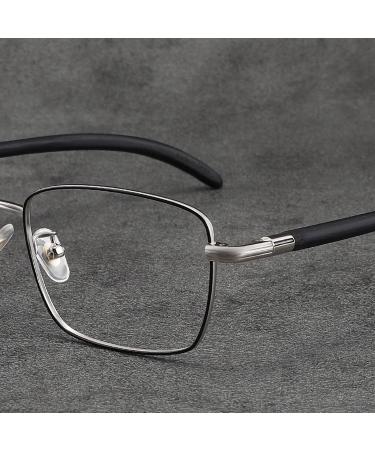 Wcxixo Stylish Business Reading Glasses for Men - Retro Rectangle Blue Light Blocking Readers with Wood Arm | 1.5x Magnification - Buy Online on GoSupps.com