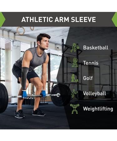 Arm Compression Sleeve Medium 2 Pack for Men and Women - Pain Relief for Tendonitis, Golf, Tennis, Weightlifting - Breathable Knit Design - Comfortable Compression Brace - Buy Online on GoSupps.com