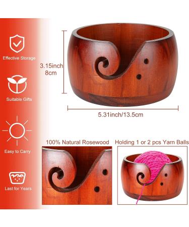 DIRBUY Wooden Yarn Bowl with Bamboo Crochet Hooks - Crochet Gift Set for Mom, Grandma, Girlfriend - 12PCS Brown - Buy Online on GoSupps.com