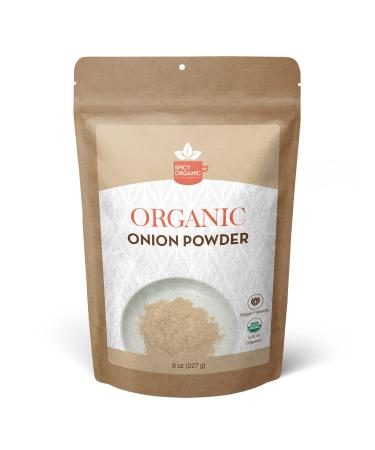 SPICY ORGANIC Onion Powder - Pure USDA Organic - Non-GMO, White Onion Powder Seasoning - 8 OZ