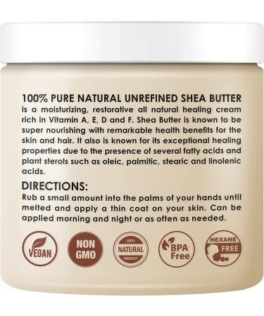 Buena Skin Pure Unrefined Raw Shea Butter 1lb - USDA Certified Grade A Ivory African Shea Butter for DIY Creams, Lotions, and Hair Care - Buy Online on GoSupps.com