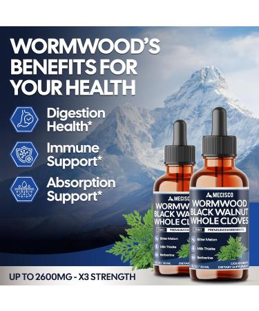 2Packs of 30ml - Wormwood Liquid Drops. Combined to Black Walnut Whole Cloves Berberine Milk Thislte Bitter Melon and 5 More Herbs 11-in-1 Wormwood Liquid Drops - 120 Days Supply - Buy Online on GoSupps.com