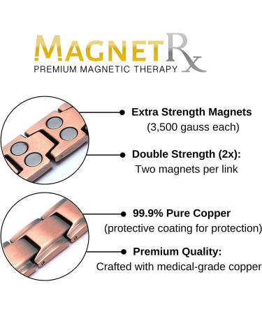 MagnetRX Pure Copper Magnetic Therapy Bracelet for Arthritis & Carpal Tunnel Relief - Men's Leo Style, Adjustable Length - Includes Sizing Tool - Buy Online on GoSupps.com