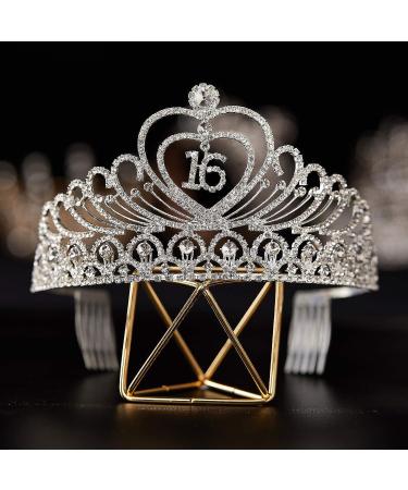 Sweet 16 Rhinestone Birthday Crown - Girls Princess Tiara and Headband - Buy Online on GoSupps.com