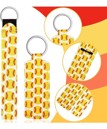 Hicarer Softball Baseball Lipstick Holder Keychain Lanyard Set - 20 Pieces | Neoprene Wristlet for Girls | Yellow Lipstick Sleeve Pouch | Sports Theme Lip Balm Holder - Buy Online on GoSupps.com