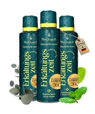 MeDusch Shower foam cold time 200 ml the cold bath for the shower Made in Germany cold shower with menthol and eucalyptus oil natural and sustainable 200 ml pack of 3