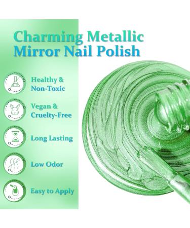 Chrome Nail Polish Green Nail Polish - Metal Mirror Effect Nail Varnish Quick Drying Nail Polish - Long Lasting No UV Needed Nail Art Nail Gel Polish at Home DIY Manicure 7ml - Buy Online on GoSupps.com