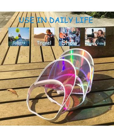 5 Pack Sun Visor Hats for Women - Clear Colorful Party Outdoor Sports Cap - Iridescent Pink - Buy Online on GoSupps.com