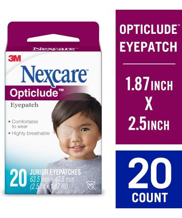 Nexcare Opticlude Orthoptic Eye Patch 1537 - Junior Size 20 Pack 2.44" x 1.81" - Ideal for Kids | International Shipping Available - Buy Online on GoSupps.com