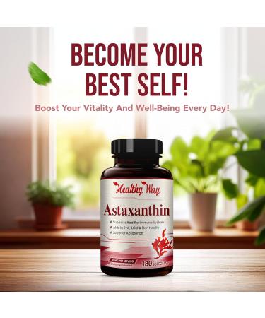 Easy Absorption Astaxanthin Supplement - 10mg Astaxanthin from Haematococcus Pluvialis Fresh Microalgae for Skin and Eye Health Support - Rich in Antioxidants and Carotenoids (180 Servings) - Buy Online on GoSupps.com