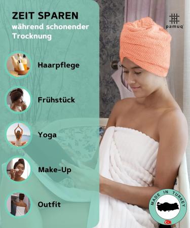 Buy Pamuq Hairurban 100% Cotton Turban Towels - Quick-Drying Coral Hair Towel Set (2 Pieces) for Effortless Drying & Styling - Buy Online on GoSupps.com
