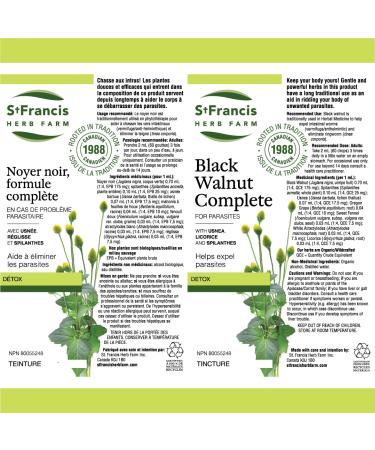 St Francis Herb Farm - Black Walnut Tincture Combo - Black Walnut Combo is traditionally used in Herbal Medicine to help expel intestinal worms (vermifuge/anthelmintic) and eliminate ringworm (tinea corporis) - 50 ml - Buy Online on GoSupps.com
