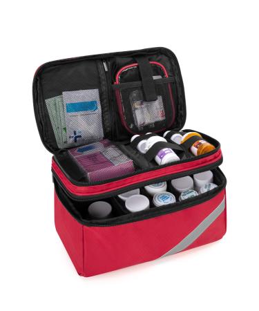 Trunab Medicine Storage and Organizer Bag Empty  Pill Bottle Organizer with Portable Small Pouch  Home First Aid Box for Emergency Medication  Supplements or Medical Kits (Bag Only)(Patent Design) Red