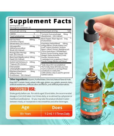 3Pack Sea Moss Drops - Irish Sea Moss Chlorophyll Liquid with Black Seed Oil Ashwagandha Moringa Turmeric Elderberry Mullein Seamoss Gel Supplement for Liver Cleaner Detox & Gut Immune Support Chlorophyll 1 Fl Oz (P  - Buy Online on GoSupps.com