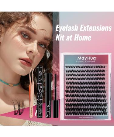 Lash Extension Kit 144 Pcs - 3D Wispy Clusters Waterproof Bond & Seal Complete Eyelash Extensions at Home (Prism Kit - Buy Online on GoSupps.com