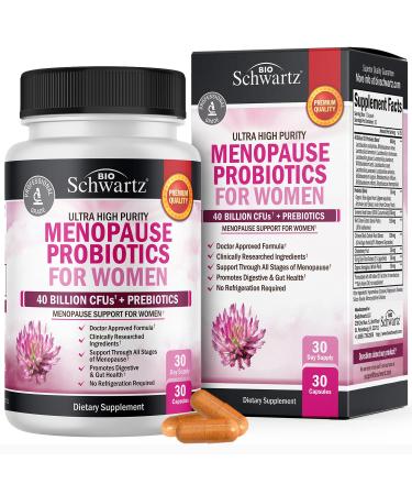 Menopause Support Probiotics for Women - Natural Menopause Relief for Hot Flashes Night Sweats Mood Swings and Hormone Balance - Menopause Supplements for Women with Astragalus - 30 Count 30 Servings 30-Day Supply Menopause Probiotic