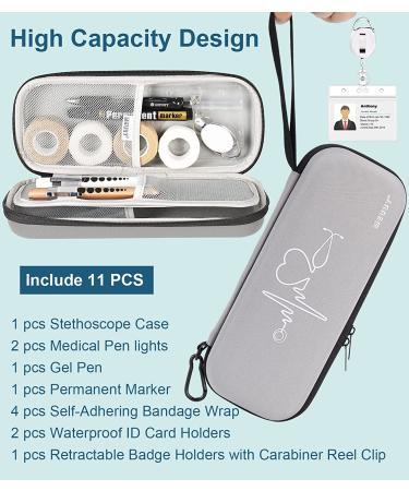 MEUUT Nurse Stethoscope Case Kit - Includes Penlights, Bandage Wraps, Badge Holders - Perfect Gift for Nursing Students - Light Grey - Buy Online on GoSupps.com