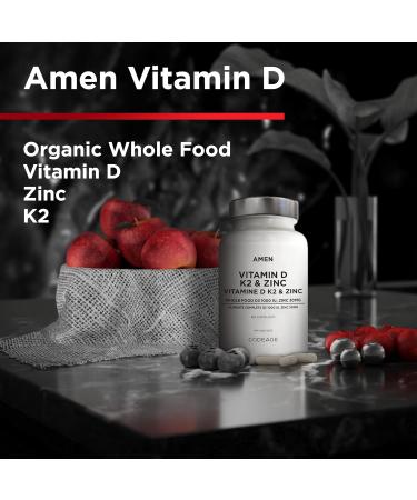 Amen Vitamin D3 K2 & Zinc Supplement - 2-Month Supply - Immune & Bone Health Energy Metabolism Skin & Tissue Support Whole Food With Apple Blueberry Cranberry Elderberry - Non-GMO - 60 Capsules - Buy Online on GoSupps.com