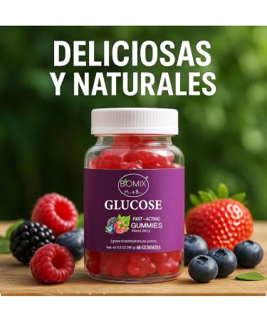 BIOMIX HEALTH & BEAUTY Fast-Acting Glucose Gummies 100% Vegan Gluten-Free No Added Sugar Mixed Berry Flavor Bottle with 60 Gummies (3 g Each) - Buy Online on GoSupps.com