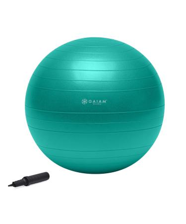 Gaiam Total Body Balance Ball Kit - Includes Anti-Burst Stability Exercise Yoga Ball, Air Pump, Workout Program Green (65cm) Without Stretch Strap