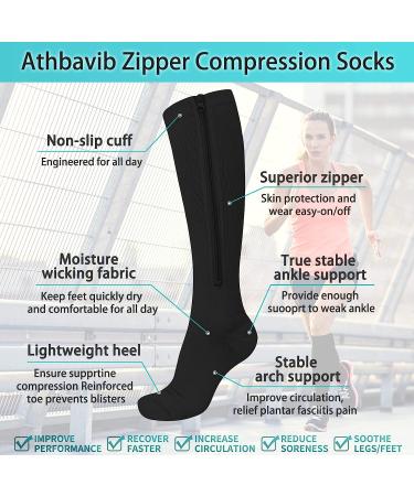 2 Pairs Zipper Compression Socks 15-20 mmHg Closed Toe for Women/Men - Multicolor S/M - Buy Online on GoSupps.com