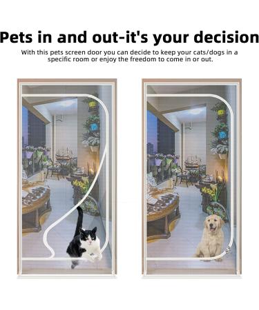 Cat Resistant Upgraded Pet Screen Door | 32''x 80'' Size | Scratch Proof Mesh Door for Living Room, Patio, Kitchen | Zipper Closure - Buy Online on GoSupps.com