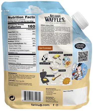 Belgian Waffle Mix with Sugar Pearls - 16oz Pack | Resealable & 100% Recyclable - Buy Online on GoSupps.com