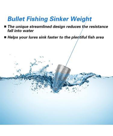 40pcs Bullet Fishing Weights Sinkers Assorted Set for Bass Fishing - Texas Rigs Saltwater Freshwater Tackle - Buy Online on GoSupps.com