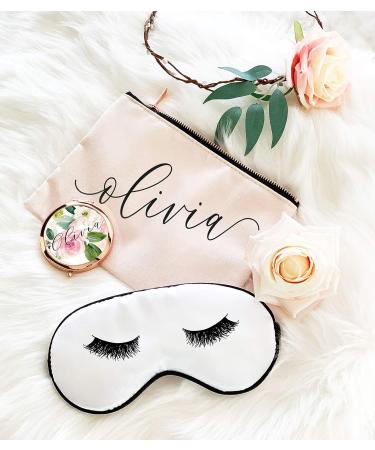 Set of 3 Satin Eyelash Sleep Masks with Adjustable Straps - Comfortable Eye Cover for Women - Bridesmaid Gift (White) - Buy Online on GoSupps.com