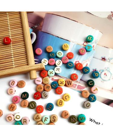 Amaney 1000pcs 4x7mm Round Colorful Acrylic Letter Beads with Gold Alphabet for Jewelry Making - Buy Online on GoSupps.com