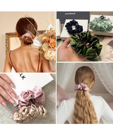 Lilysilk 100% Silk Hair Rings - Premium Ponytail Holders in Altrosa & Avocado Green | Set of 2 Hair Ties - Buy Online on GoSupps.com