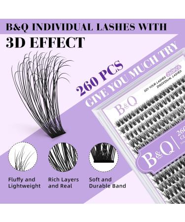 Lash Clusters Individual Wispy Eyelash Extensions 260 PCS - 3D Natural Fluffy Clusters 40D 9mm - DIY at Home - Q40D-9mm - Buy Online on GoSupps.com