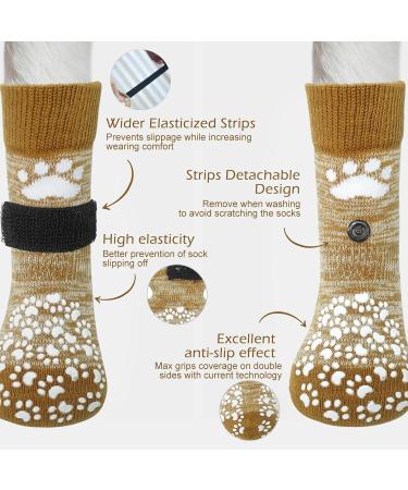 4 Pairs Anti-Slip Dog Socks with Adjustable Straps - Perfect for Hardwood Floors & Outdoor Use - Buy Online on GoSupps.com