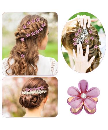 Mini Diamond Hair Clips - 10 Pcs Violet Flower Clips for Women & Girls Perfect for Everyday Parties & Weddings - Hair Jewelry - Buy Online on GoSupps.com