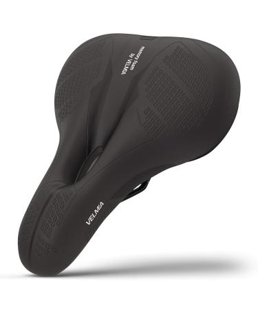 VELMIA Bike Seat Designed in Germany, Made of Comfy Memory Foam I Bicycle Seat for Men and Women, Waterproof Bike Saddle with Smart Zone-Concept I Exercise Bike Seat, Seat for BMX, MTB & Road Touring