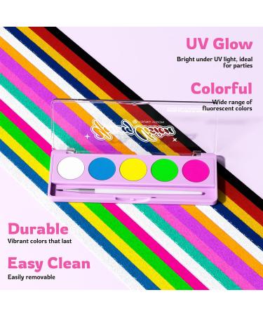 LXZJJM Water Activated Eye Liner Palette Hydra Graphic Eyeliner Makeup Neon Face Paint Colored Retro Hydra Liner Fluorescent UV Face Painting Plate - With Brushes (03 - Non Fluorescent) - Buy Online on GoSupps.com